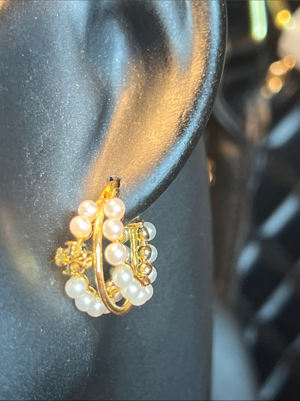 Gold Pearl Hoop Earrings - Elegant Womens Jewelry